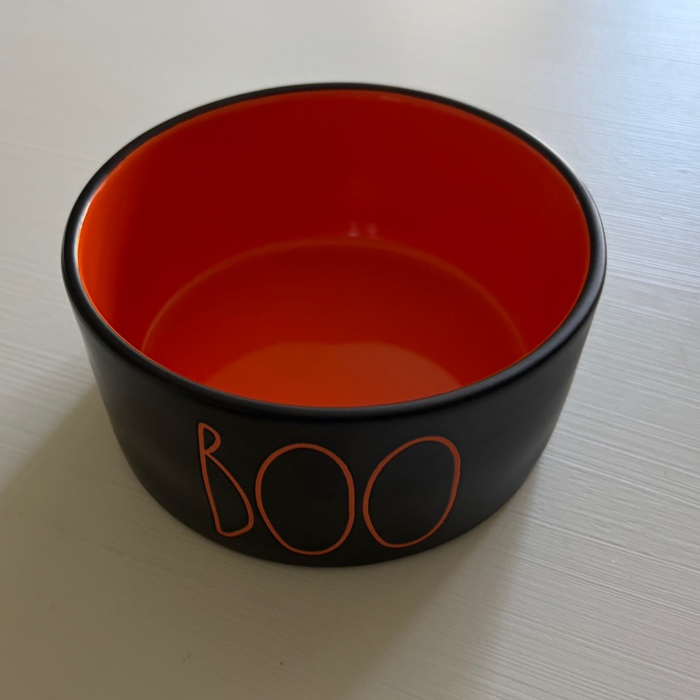 Rae Dunn small Black and Orange 'Boo' dog Bowl
